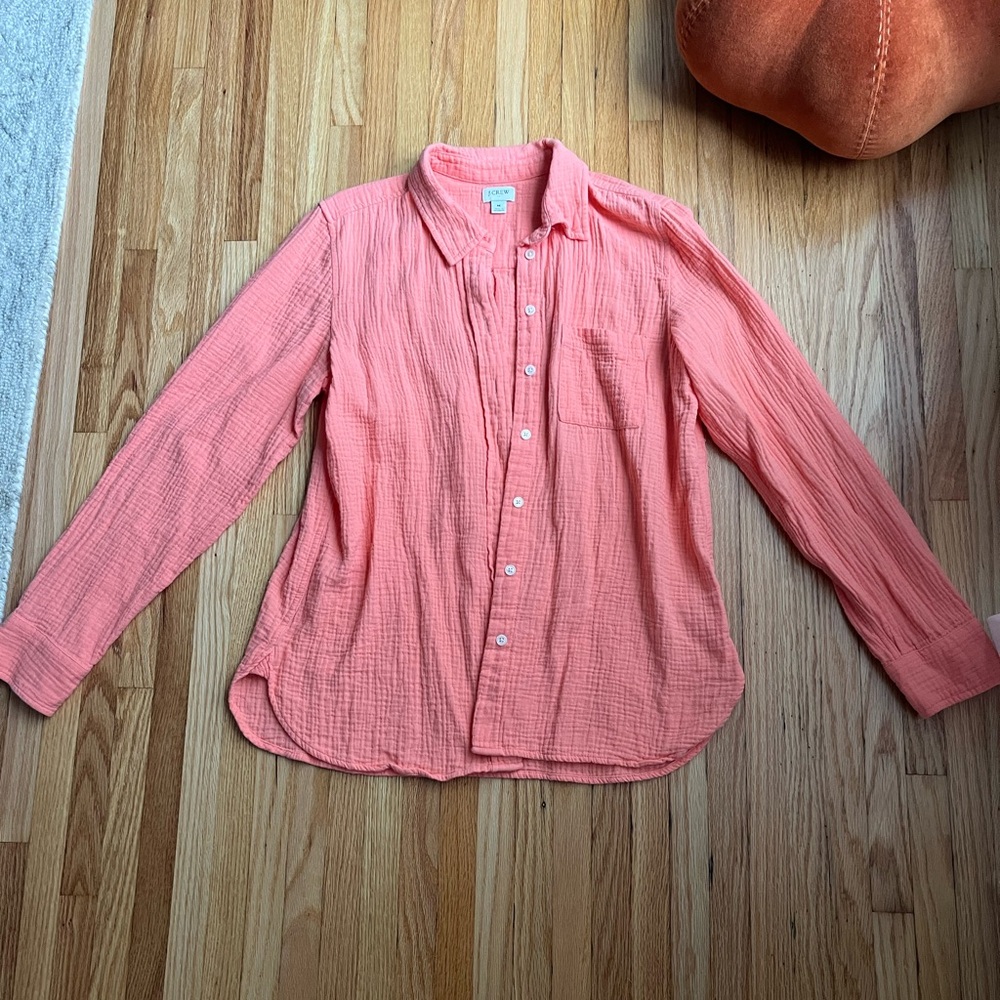 J. Crew Peach/orange gauze button up